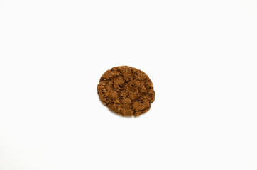 One Chocolate chip cookie isolated on white background