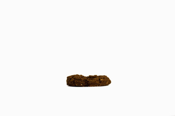 One Chocolate chip cookie isolated on white background