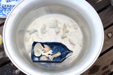 貝殻をのせた船