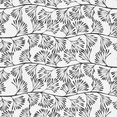 Fototapeta na wymiar Abstract floral background. Seamless vector pattern. Silhouettes on wavy background.