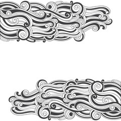 Fototapeta premium Marine frame. Vector background with hand-drawn waves on white. Illustration with space for text, can be used creating card or invitation card.