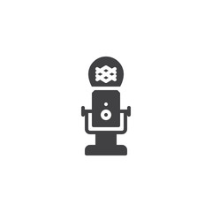 Radio microphone vector icon. filled flat sign for mobile concept and web design. Studio microphone glyph icon. Symbol, logo illustration. Pixel perfect vector graphics