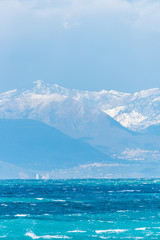 Snow Capped Mountains Along the Southern Italian Coast