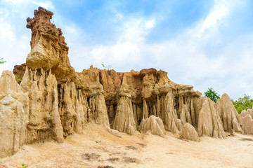 Fototapeta premium landscape of soil textures eroded sandstone pillars, columns and cliffs, 