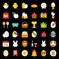 Easter vector illustration set, solid style icon