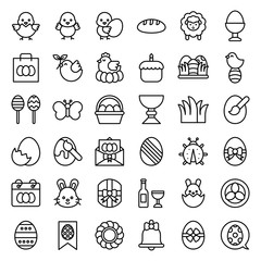 Easter vector illustration set, line icon editable stroke