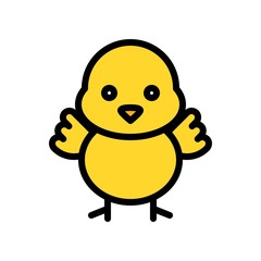 Chick vector, Easter filled icon editable stroke