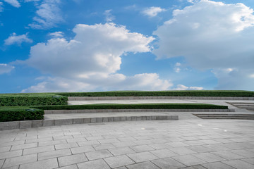 Empty square tiles and beautiful sky scenery