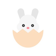 Bunny in eggshell vector, Isolated Easter flat style icon