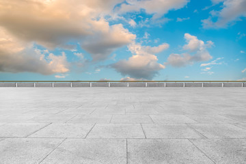 Empty square tiles and beautiful sky scenery