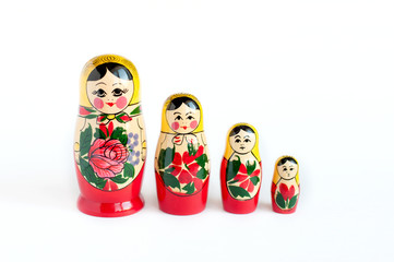 set of matryoshka of 4 pieces on a white background