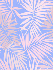 Tropical seamless pattern with leaves. Beautiful tropical isolated leaves. Fashionable summer background with leaves for Tropical seamless pattern. Palm tree leaves. For print, wallpaper, fabric.