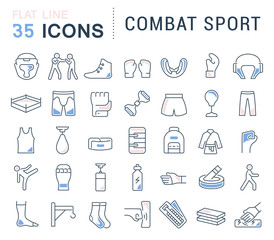 Set Vector Line Icons of Combat Sport.
