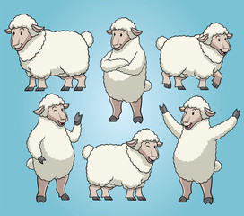 sheep with cartoon style set