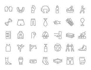 Set Vector Line Icons of Combat Sport.