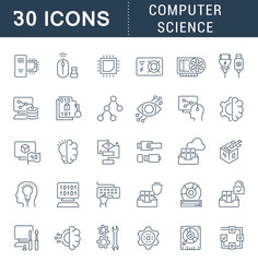 Set Vector Line Icons of Computer Science.
