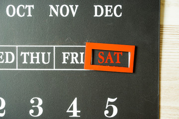 Show Saturday of blackboard type calendar.  黒板タイプのカレンダーの土曜日