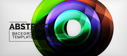 Fototapeta premium Modern geometric circles abstract background, colorful round shapes with shadow effects