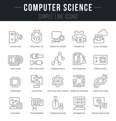 Set Vector Line Icons of Computer Science.