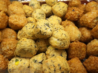 Tokyo,Japan-March 15, 2019: Deep-fried or steamed minced fish or Satsuma-age
