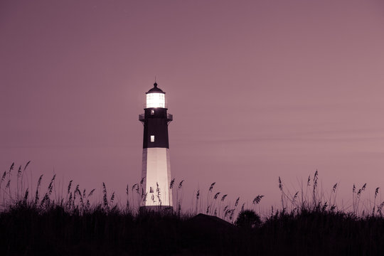 Lighthouse at the night, Tybee island, USA