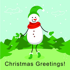 Litle cute snowman cartoon character vector pattern