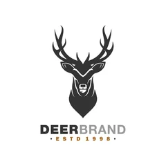 Rolgordijnen vintage deer logo illustration © mufurii