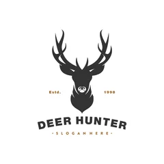 Deurstickers vintage deer logo illustration © mufurii