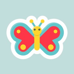 Butterfly vector icon, Easter and spring flat sticker