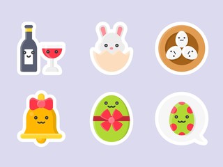 Easter flat sticker icon set, vector illustration