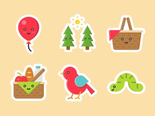 Easter flat sticker icon set, vector illustration
