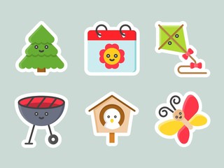 Easter flat sticker icon set, vector illustration