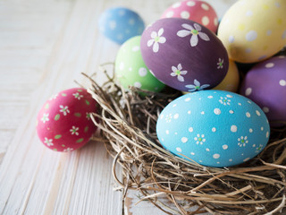 Painted colorful Easter eggs background - Easter holiday celebration background concept
