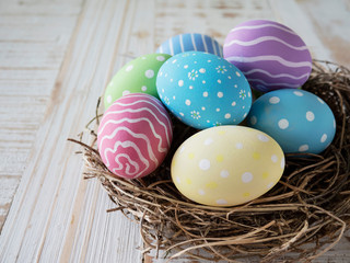 Painted colorful Easter eggs background - Easter holiday celebration background concept