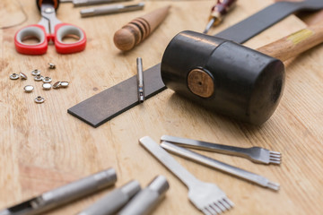 making leather belt with tools