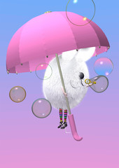 Easter bunny with umbrella