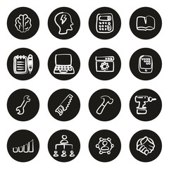 Skill or Talent Icons Freehand White On Black Circle