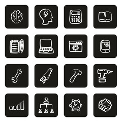 Skill or Talent Icons Freehand White On Black