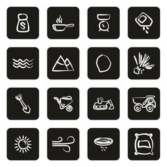 Salt or Salt Mining Icons Freehand White On Black