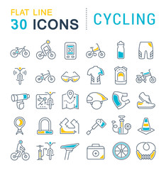 Set Vector Line Icons of Cycling.