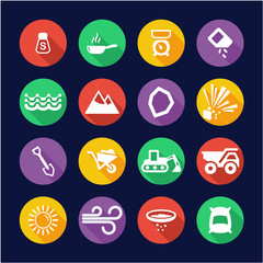 Salt or Salt Mining Icons Flat Design Circle