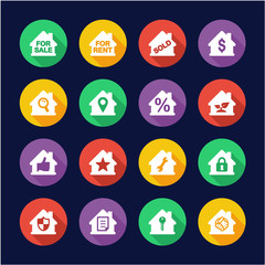 Real Estate Icons Flat Design Circle