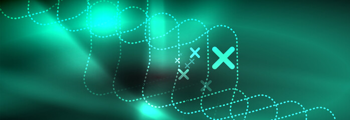 Obraz premium Dark neon light glowing template, abstract vector background lines