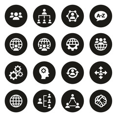 Organization or Structure Icons White On Black Circle