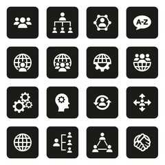 Organization or Structure Icons White On Black