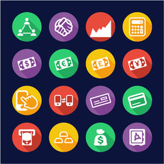 Money Transaction Icons Flat Design Circle