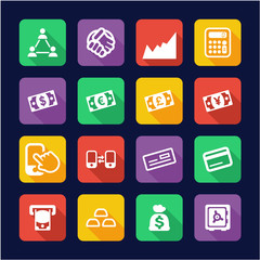 Money Transaction Icons Flat Design