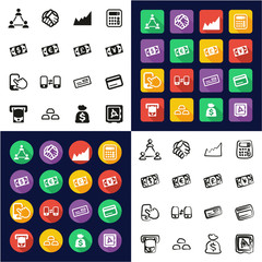 Money Transaction Icons All in One Icons Black & White Color Flat Design Freehand Set