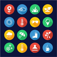 Four Seasons Icons Flat Design Circle