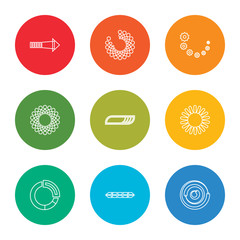 outline stroke loading, loading, loading, ebook, paper, vector line icons set on rounded colorful shapes